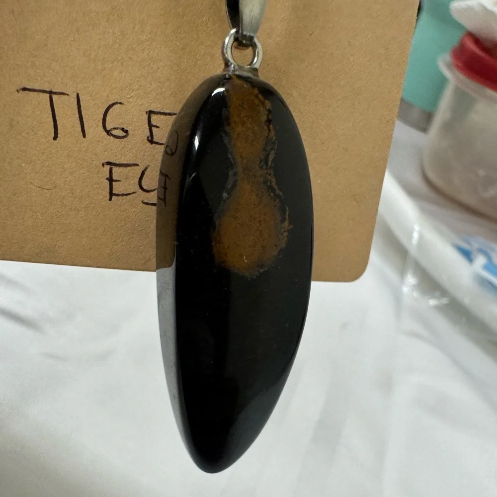 Tiger Eye Gemstone necklace 2.25” pendant on 9” cord
